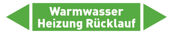 Pfeil Warmwasser Heizung Rücklauf grün/weiß 125x25 mm