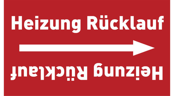 Kennzeichnungsband Heizung Rücklauf rot/weiß, ab Ø 50 mm 33 m/Rolle