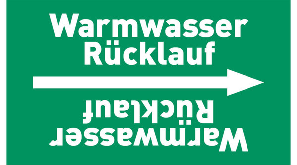 Kennzeichnungsband Warmwasser Rücklauf grün/weiß, ab Ø 50 mm 33 m/Rolle