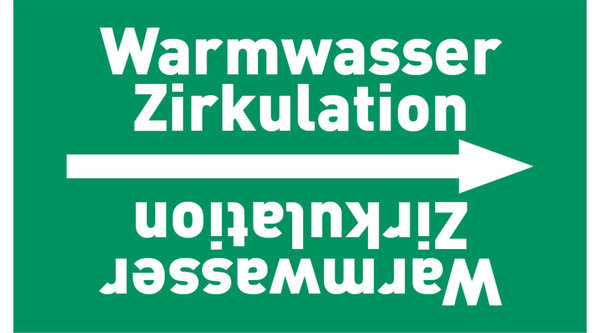 Kennzeichnungsband Warmwasser Zirkulation grün/weiß, ab Ø 50 mm 33 m/Rolle