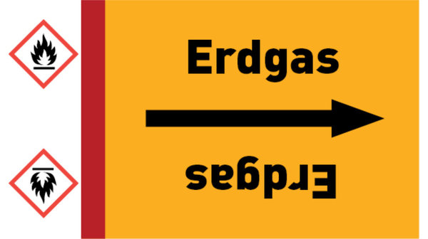 Kennzeichnungsband Erdgas gelb/schwarz, bis Ø 50 mm 33 m/Rolle