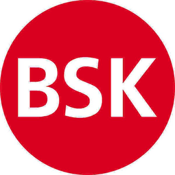 Plakette Ø 20 mm "BSK" rot/weiß; 1 VPE (200 Stück)