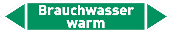Pfeil Brauchwasser warm grün/weiß 215x40 mm