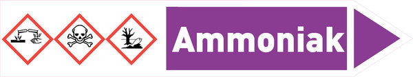 Pfeil rechts Ammoniak violett/weiß 215x40 mm