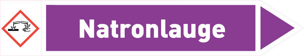 Pfeil rechts Natronlauge violett/weiß 215x40 mm