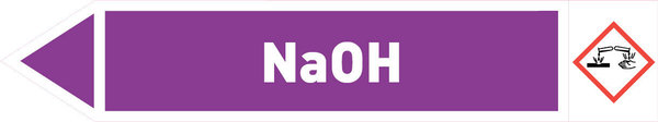Pfeil links NaOH violett/weiß 215x40 mm