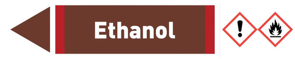 Pfeil links Ethanol braun/weiß 125x25 mm