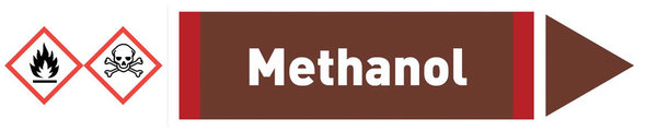 Pfeil rechts Methanol braun/weiß 125x25 mm