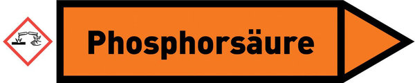 Pfeil rechts Phosphorsäure orange/schwarz 125x25 mm