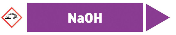 Pfeil rechts NaOH violett/weiß 125x25 mm