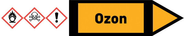 Pfeil rechts Ozon gelb/schwarz 125x25 mm