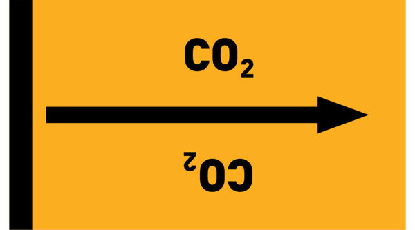 Rohrleitungsband CO2 gelb/schwarz ab Ø 50 mm 33 m/Rolle