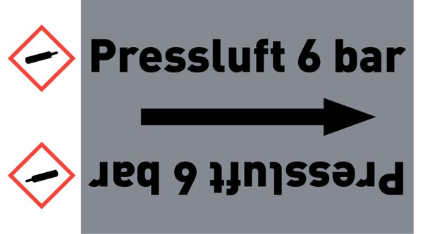 Rohrleitungsband Pressluft 6 bar grau/schwarz ab Ø 50 mm 33 m/Rolle