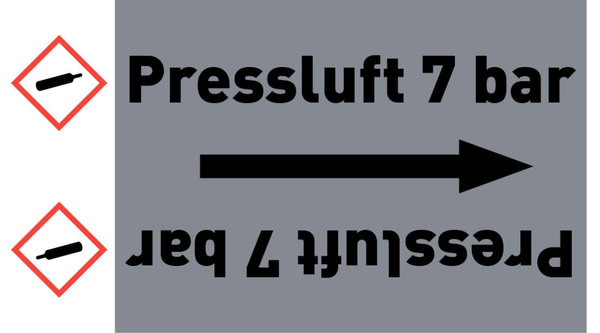 Rohrleitungsband Pressluft 7 bar grau/schwarz ab Ø 50 mm 33 m/Rolle
