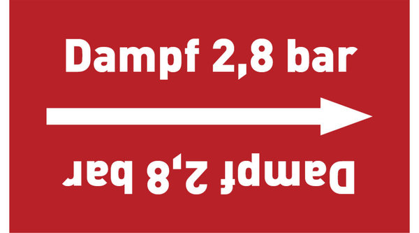 Rohrleitungsband Dampf 2,8 bar rot/weiß ab Ø 50 mm 33 m/Rolle