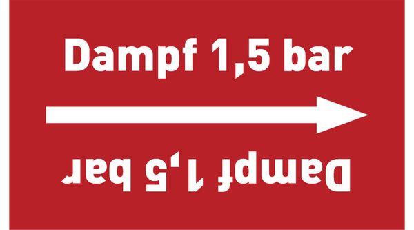 Rohrleitungsband Dampf 1,5 bar rot/weiß ab Ø 50 mm 33 m/Rolle
