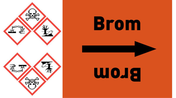 Rohrleitungsband Brom orange/schwarz ab Ø 50 mm 33 m/Rolle