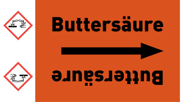 Rohrleitungsband Buttersäure orange/schwarz ab Ø 50 mm 33 m/Rolle