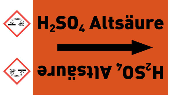 Rohrleitungsband H2SO4 Altsäure orange/schwarz ab Ø 50 mm 33 m/Rolle