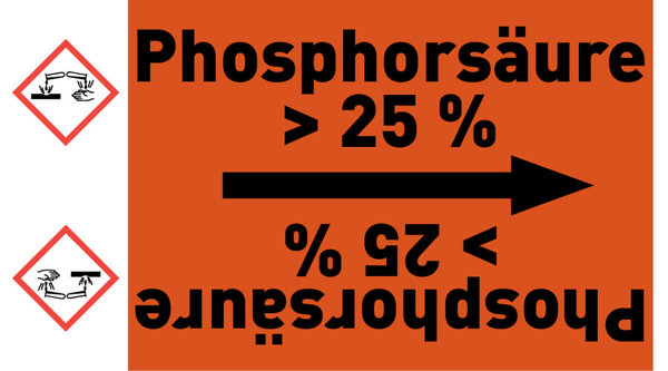 Rohrleitungsband Phosphorsäure > 25 % orange/schwarz ab Ø 50 mm 33 m/Rolle