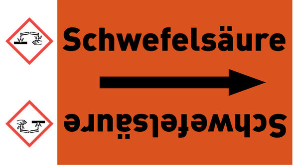 Rohrleitungsband Schwefelsäure orange/schwarz ab Ø 50 mm 33 m/Rolle
