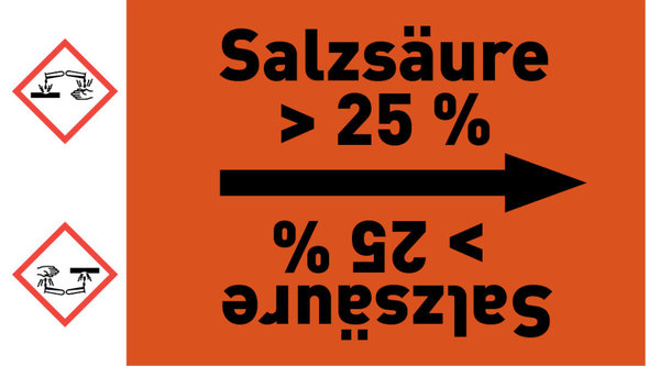 Rohrleitungsband Salzsäure > 25 % orange/schwarz ab Ø 50 mm 33 m/Rolle