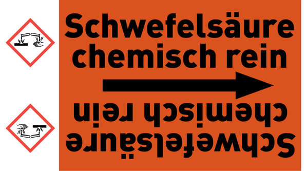 Rohrleitungsband Schwefelsäure chemisch rein orange/schwarz ab Ø 50 mm 33 m/Rolle
