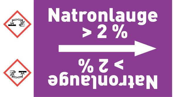 Rohrleitungsband Natronlauge > 2 % violett/weiß ab Ø 50 mm 33 m/Rolle