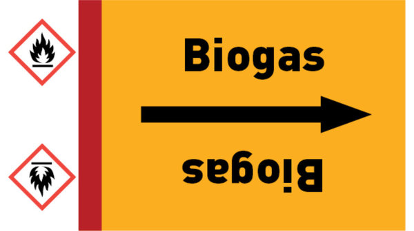 Rohrleitungsband Biogas gelb/schwarz bis Ø 50 mm 33 m/Rolle