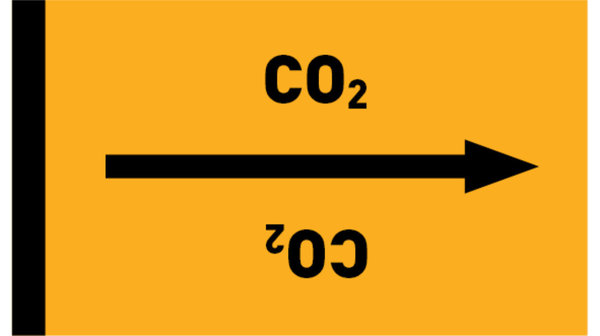 Rohrleitungsband CO2 gelb/schwarz bis Ø 50 mm 33 m/Rolle