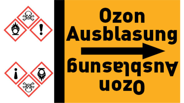 Rohrleitungsband Ozon Ausblasung gelb/schwarz bis Ø 50 mm 33 m/Rolle