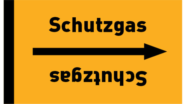 Rohrleitungsband Schutzgas gelb/schwarz bis Ø 50 mm 33 m/Rolle