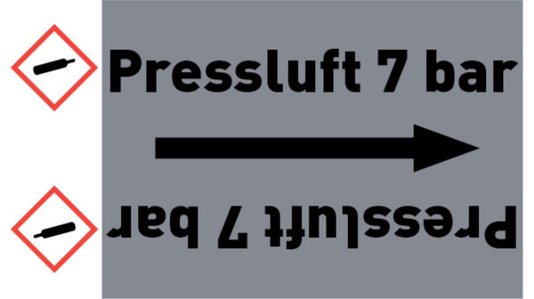 Rohrleitungsband Pressluft 7 bar grau/schwarz bis Ø 50 mm 33 m/Rolle