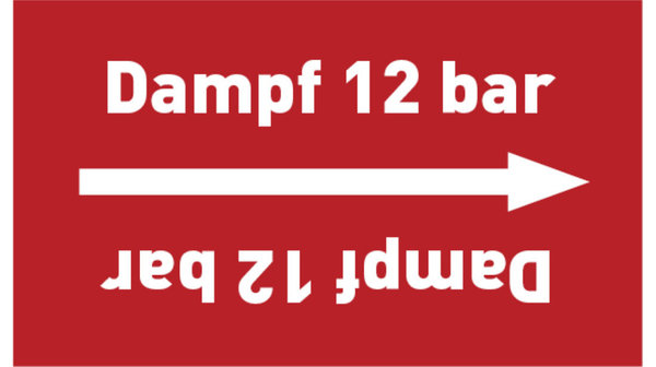 Rohrleitungsband Dampf 12 bar rot/weiß bis Ø 50 mm 33 m/Rolle