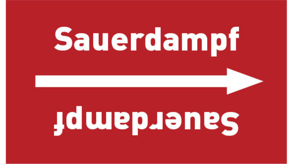 Rohrleitungsband Sauerdampf rot/weiß bis Ø 50 mm 33 m/Rolle