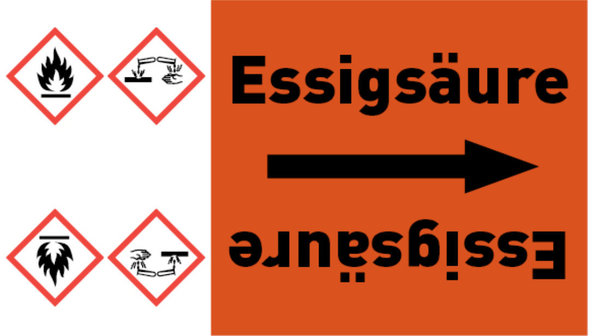 Rohrleitungsband Essigsäure orange/schwarz bis Ø 50 mm 33 m/Rolle