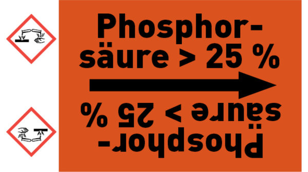 Rohrleitungsband Phosphorsäure > 25 % orange/schwarz bis Ø 50 mm 33 m/Rolle