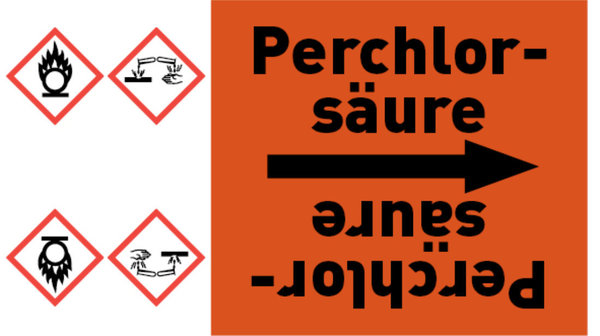 Rohrleitungsband Perchlorsäure orange/schwarz bis Ø 50 mm 33 m/Rolle