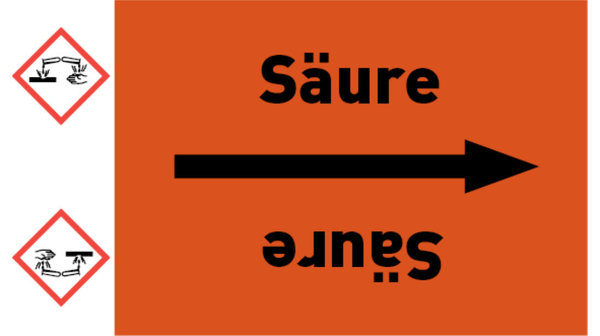 Rohrleitungsband Säure orange/schwarz bis Ø 50 mm 33 m/Rolle