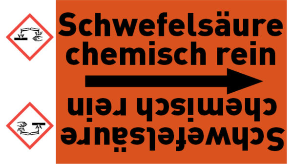 Rohrleitungsband Schwefelsäure chemisch rein orange/schwarz bis Ø 50 mm 33 m/Rolle