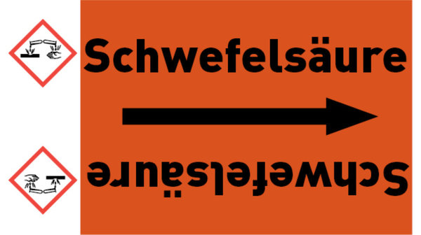 Rohrleitungsband Schwefelsäure orange/schwarz bis Ø 50 mm 33 m/Rolle