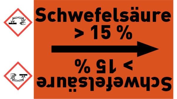 Rohrleitungsband Schwefelsäure > 15 % orange/schwarz bis Ø 50 mm 33 m/Rolle