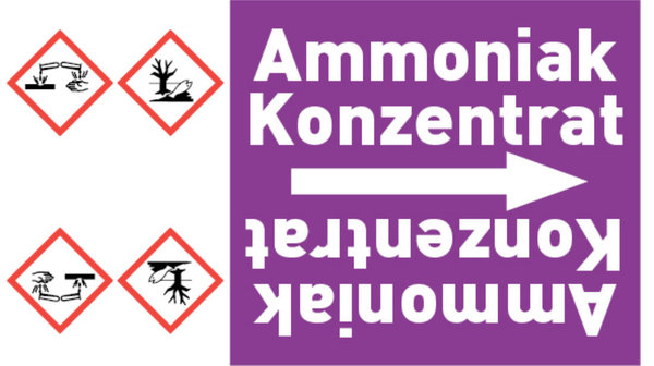 Rohrleitungsband Ammoniak Konzentrat violett/weiß bis Ø 50 mm 33 m/Rolle